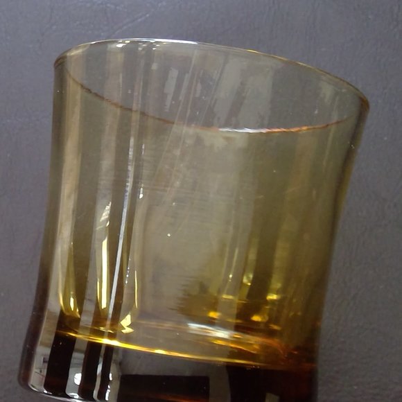Set of 4 Vintage Cocktail/ Old Fashioned / On the rocks Amber Flared Rim Glasses - Picture 8 of 8